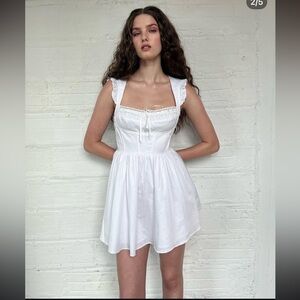 Danielle Guizio White Mini Dress with Square Neck